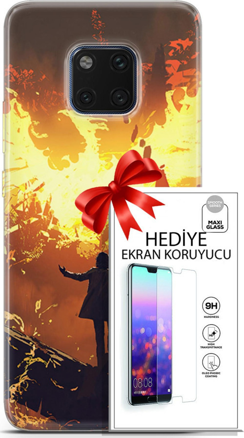 Huawei Mate 20 Pro Kılıf Orijinal Seri Neo 13 Mor Panter Fortnite Case Kapak Ekran Koruyucu