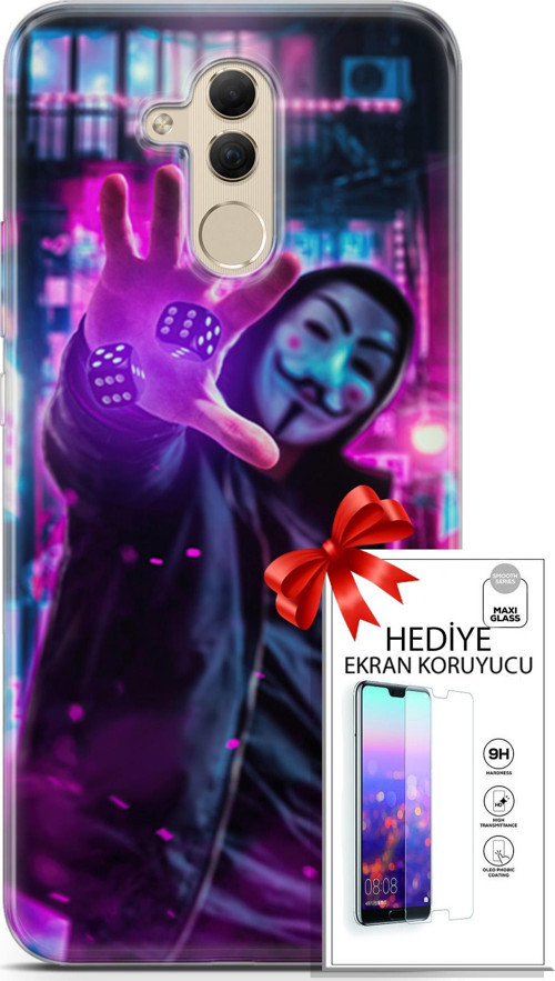 Huawei Mate 20 Lite Kılıf Orijinal Seri Algorand 04 Zarlar Silikon Kılıf + Ekran Koruyucu Full Koruma
