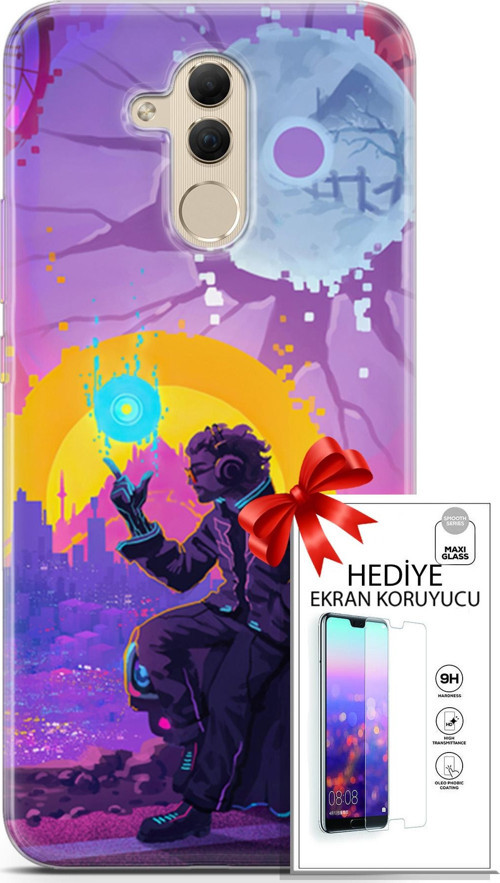 Huawei Mate 20 Lite Kılıf Orijinal Seri Cardano 25 Araba Soyulmayan Kılıf + Ekran Koruyucu Full Koruma