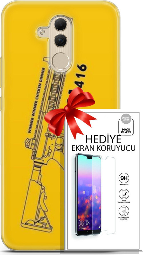 Huawei Mate 20 Lite Kılıf Orijinal Seri Pubg 28 M416 İz Bırakmayan Kılıf + Ön Ekran Koruyucu