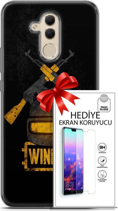 Huawei Mate 20 Lite Kılıf Orijinal Seri Pubg 15 Winner Kalın Silikon + Ekran Koruyucu