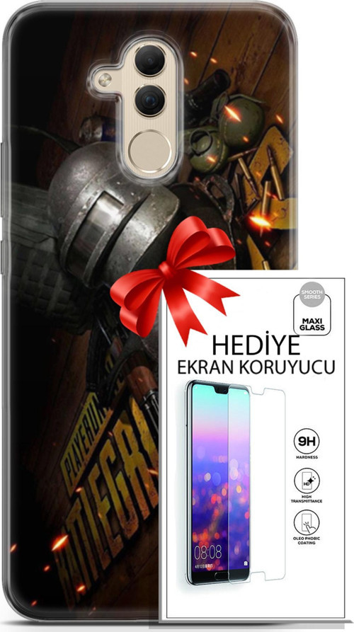 Huawei Mate 20 Lite Kılıf Orijinal Seri Pubg 18 Tabela Parlak Kılıf + Ekran Koruyucu Full Korumak