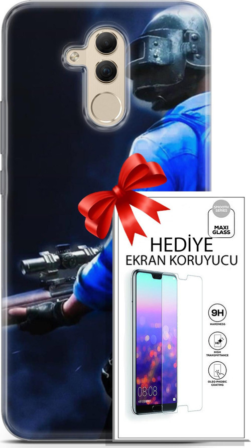 Huawei Mate 20 Lite Kılıf Orijinal Seri Pubg 12 Mavi Gömlekli Tasarım Kılıf + Ekran Koruyucu