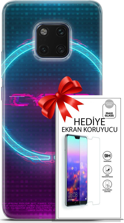 Huawei Mate 20 Pro Kılıf Orijinal Seri Cyberpunk 09 Cyber Logo Uv Kılıf Ve Ekran Koruyucu