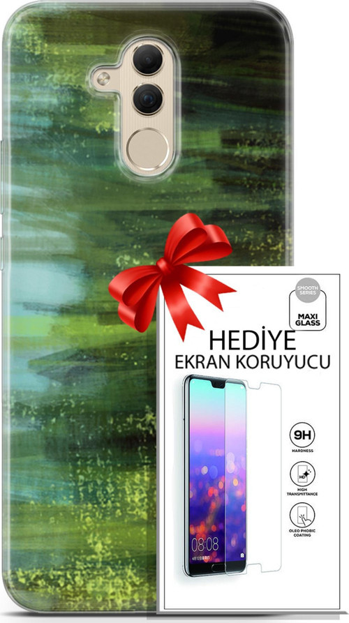 Huawei Mate 20 Lite Kılıf Orijinal Seri Nature 21 Çalılar Darbe Önleyici Kapak + Ön Ekran Koruyucu