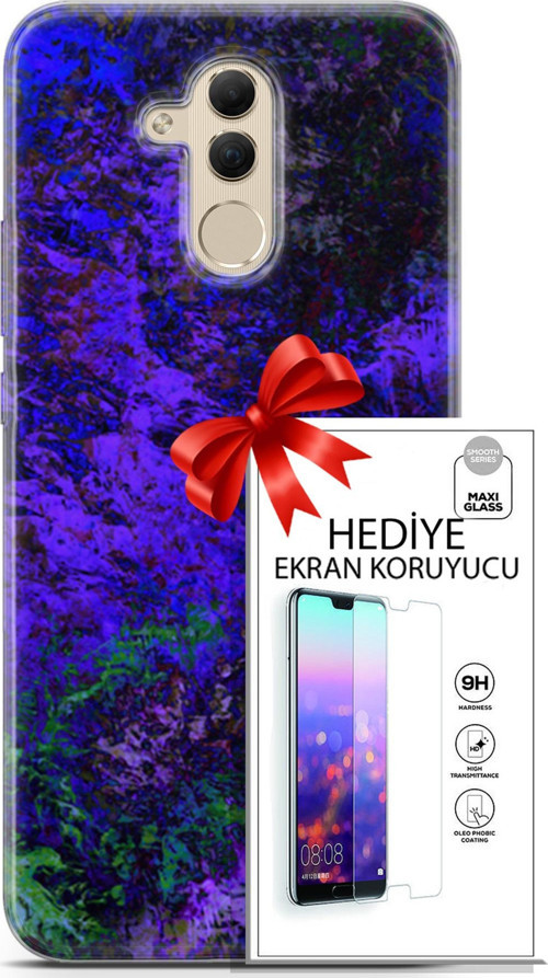Huawei Mate 20 Lite Kılıf Orijinal Seri Nature 30 Mor Tonlar Kenarları Şeffaf Kapak Ve Ekran Koruyucu