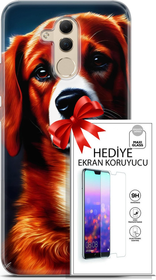Huawei Mate 20 Lite Kılıf Orijinal Seri Dogs 21 Spaniel Darbe Önleyici Kapak + Ön Ekran Koruyucu
