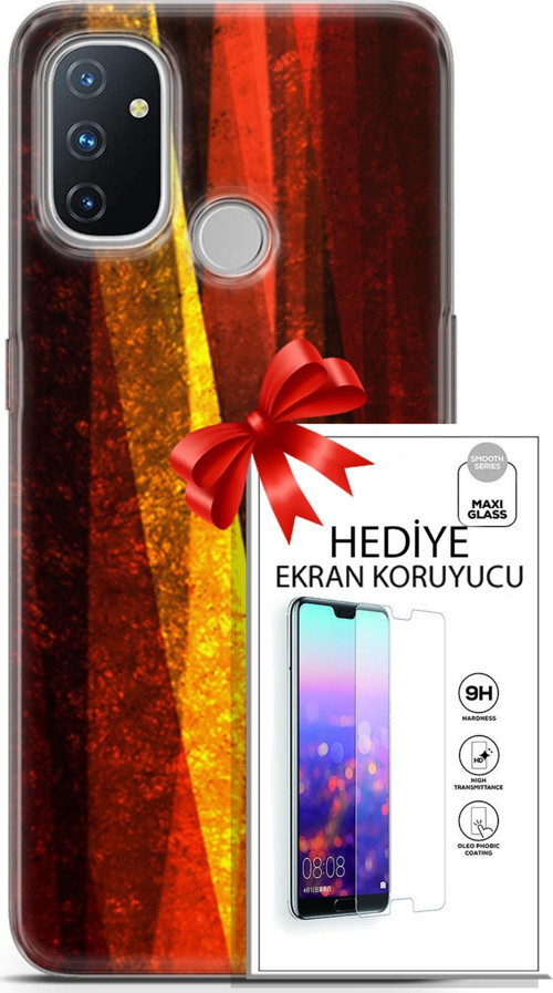 Oneplus Nord N100 Kılıf Orijinal Seri Nature 17 Sarı Katman Yumuşak Kılıf + Ekran Koruyucu
