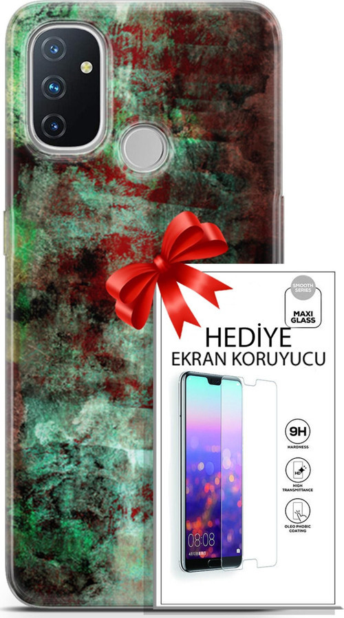 Oneplus Nord N100 Kılıf Orijinal Seri Nature 10 Su Yeşili Full Hd Kılıf + Ekran Koruyucu
