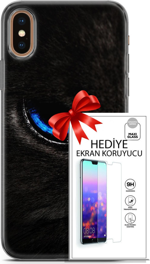 Apple İphone Xs Max Kılıf Orijinal Seri Scotish-British 25 Maine Coon Soyulmayan Kılıf + Ekran Koruyucu