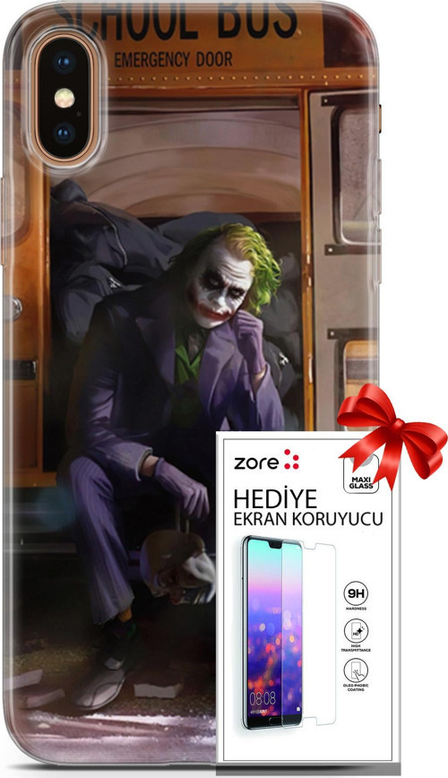 Apple İphone Xs Max Kılıf Orijinal Seri Supers 05 Joker Poster Koruma Kılıfı + Ekran Koruyucu