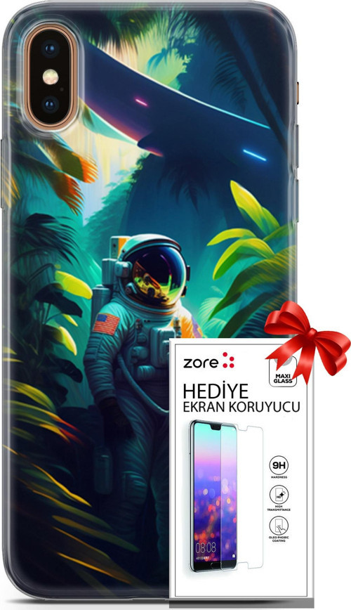 Apple İphone Xs Max Kılıf Orijinal Seri Supers 10 Astronot Full Hd Kılıf + Ekran Koruyucu