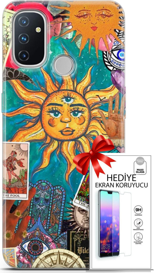Oneplus Nord N100 Kılıf Orijinal Seri Bounce 08 Elodie Edwards Baskılı Kılıf + Ekran Koruyucu