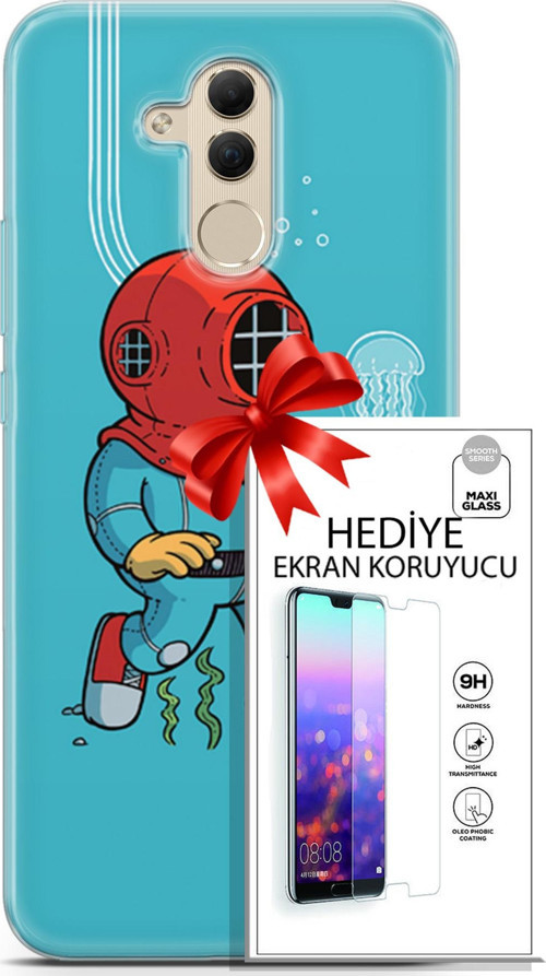 Huawei Mate 20 Lite Kılıf Orijinal Seri Neo 08 Batman Dc Baskılı Kılıf + Ekran Koruyucu