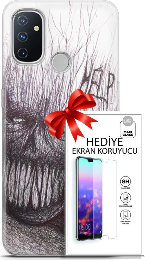 Oneplus Nord N100 Kılıf Orijinal Seri Soul 29 Şeytan Leke Tutmaz Kapak + Ekran Koruyucu