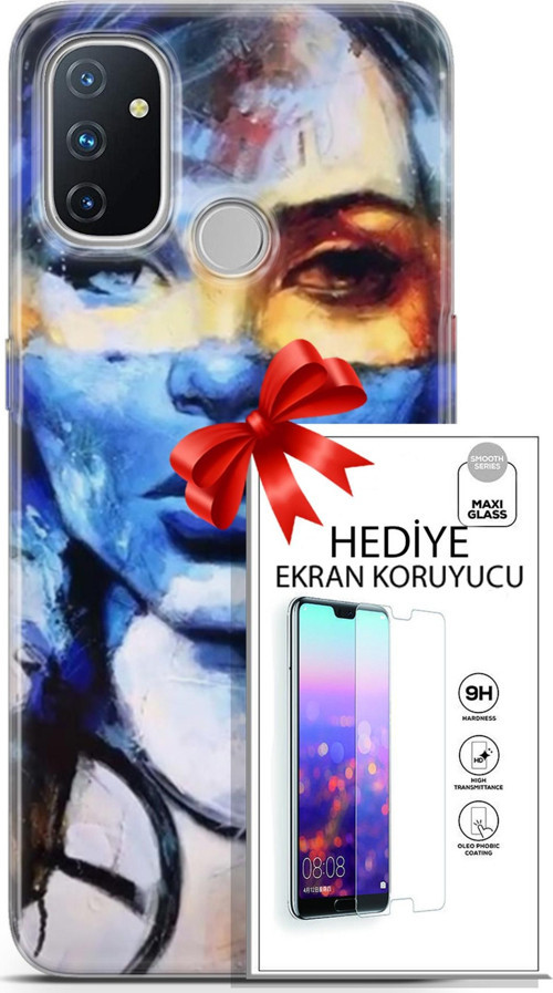 Oneplus Nord N100 Kılıf Orijinal Seri Soul 13 Mavi Sarı Case Kapak Ekran Koruyucu