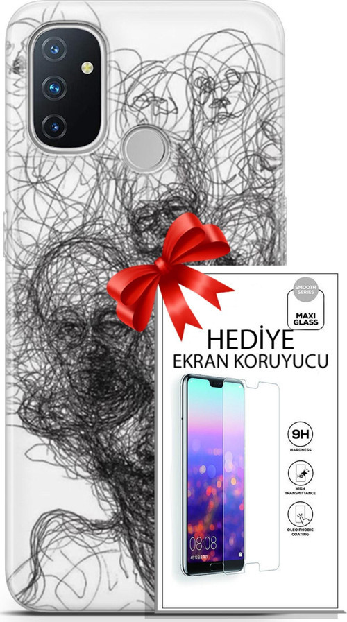 Oneplus Nord N100 Kılıf Orijinal Seri Soul 25 Kurşunkalem Soyulmayan Kılıf + Ekran Koruyucu Full Koruma