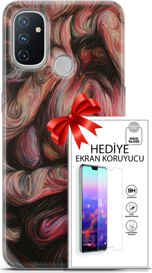 Oneplus Nord N100 Kılıf Orijinal Seri Soul 27 Dağılmış Surat Lazer Kesim Silikon Ekran Koruyucu
