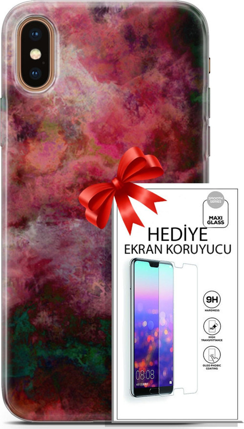 Apple İphone Xs Max Kılıf Orijinal Seri Nature 28 Bordo İz Bırakmayan Kılıf + Ön Ekran Koruyucu