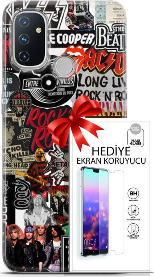 Oneplus Nord N100 Kılıf Orijinal Seri Punky 30 Rock'N Roll Kenarları Şeffaf Kapak Ve Ekran Koruyucu