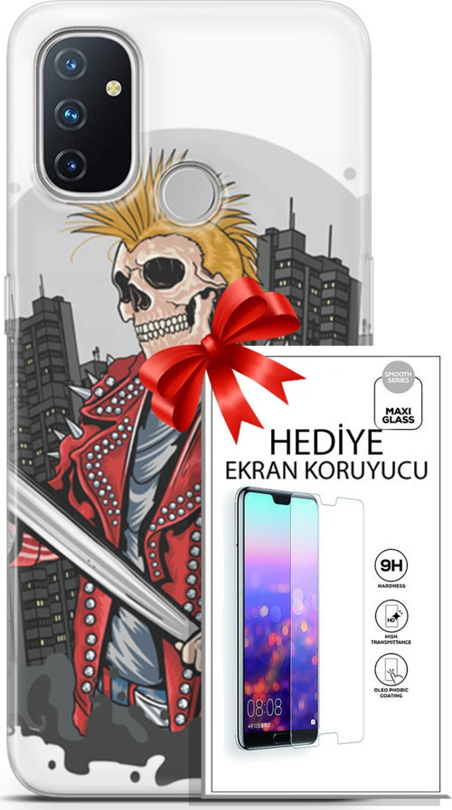 Oneplus Nord N100 Kılıf Orijinal Seri Punky 08 Punk Serseri Baskılı Kılıf + Ekran Koruyucu