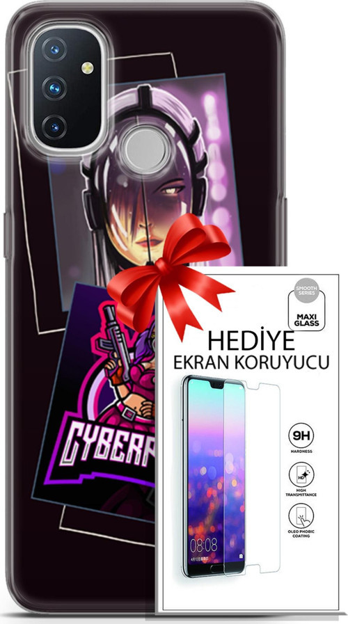 Oneplus Nord N100 Kılıf Orijinal Seri Cyberpunk 10 Cyber Kız Full Hd Kılıf + Ekran Koruyucu