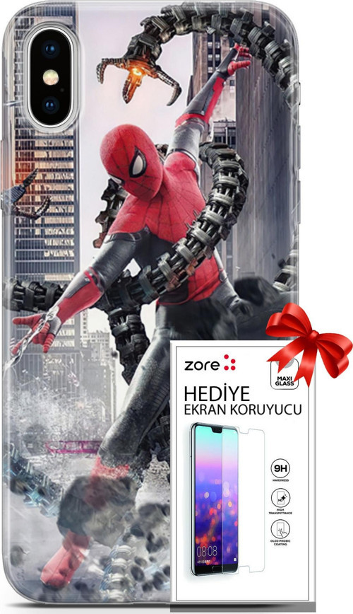 Apple İphone X - Xs Kılıf Orijinal Seri Supers 25 No Way Home Soyulmayan Kılıf + Ekran Koruyucu Full