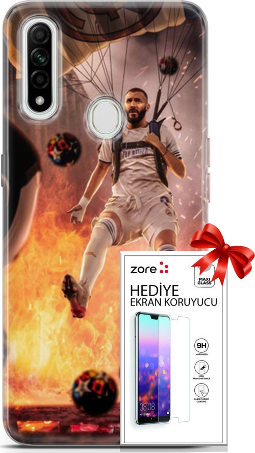 Oppo A31 Kılıf Orijinal Seri Supers 03 Karim Benzema Real Madrid Arka Kapak + Ekran Koruyucu