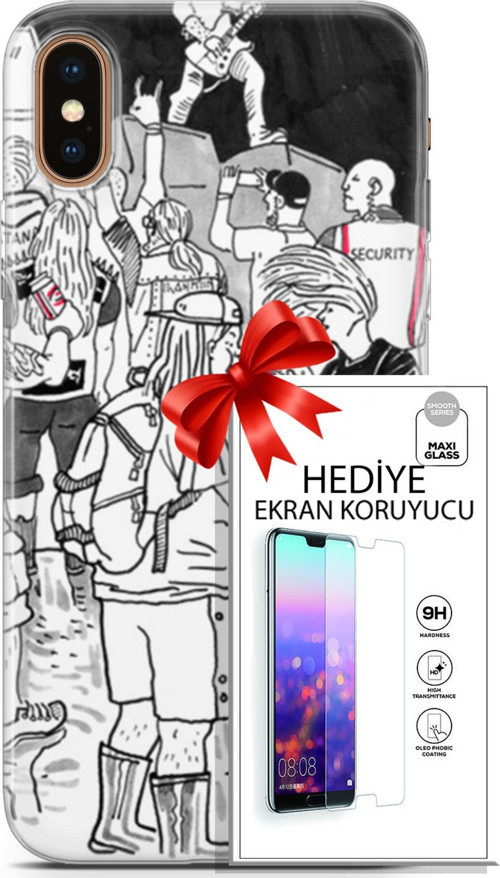 Apple İphone Xs Max Kılıf Orijinal Seri Punky 17 Party Yumuşak Kılıf + Ekran Koruyucu