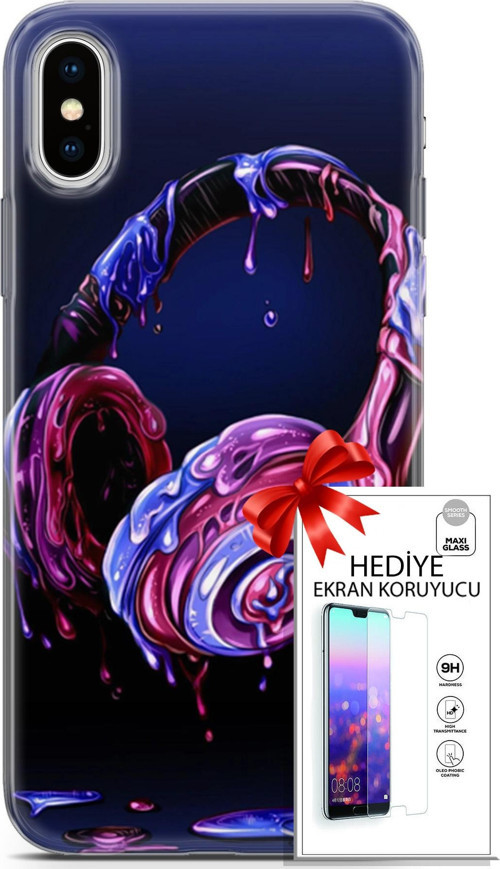 Apple İphone X - Xs Kılıf Orijinal Seri Cardano 14 Kulaklık Cover Kılıf + Ön Ekran Koruyucu