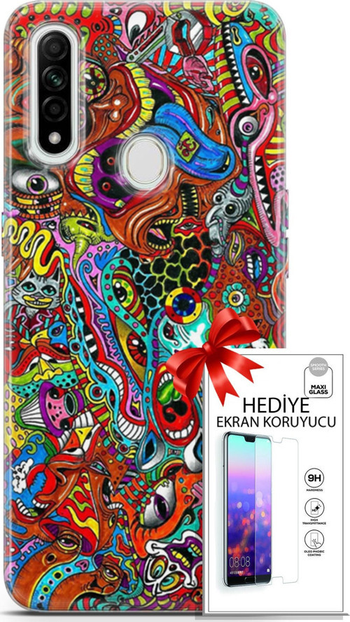 Oppo A31 Kılıf Orijinal Seri Cardano 02 Grafitti Kapak Ve Ekran Koruyucu