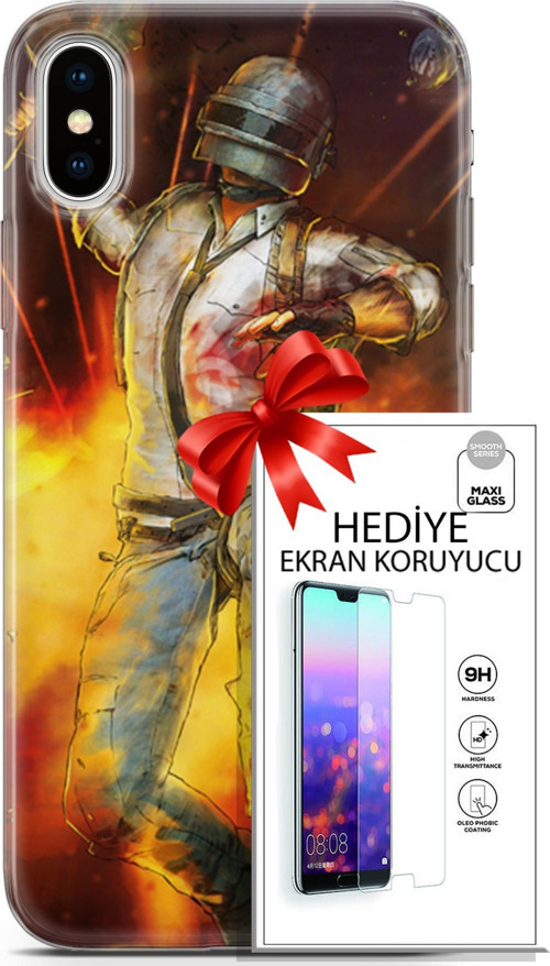 Apple İphone X - Xs Kılıf Orijinal Seri Pubg 06 Tavalı Karakter Koruyucu Kapak Ekran Koruyucu
