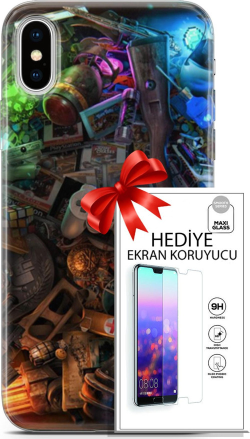 Apple İphone X - Xs Kılıf Orijinal Seri Pubg 24 Teçhizatlar Darbe Emici Kılıf + Ekran Koruyucu