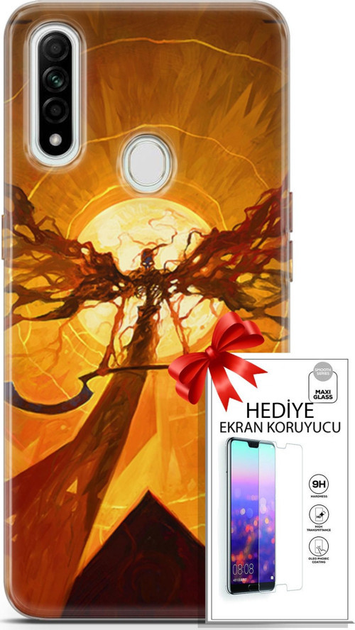 Oppo A31 Kılıf Orijinal Seri Cardano 27 Şeytan Lazer Kesim Silikon Ekran Koruyucu