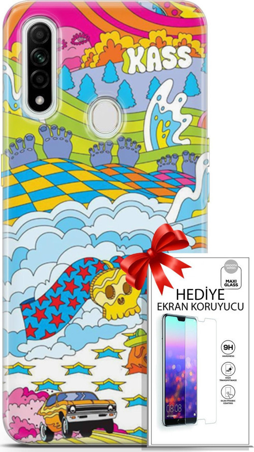 Oppo A31 Kılıf Orijinal Seri Cardano 01 Yıldız Bulut Telefon Kılıfı + Ekran Koruyucu