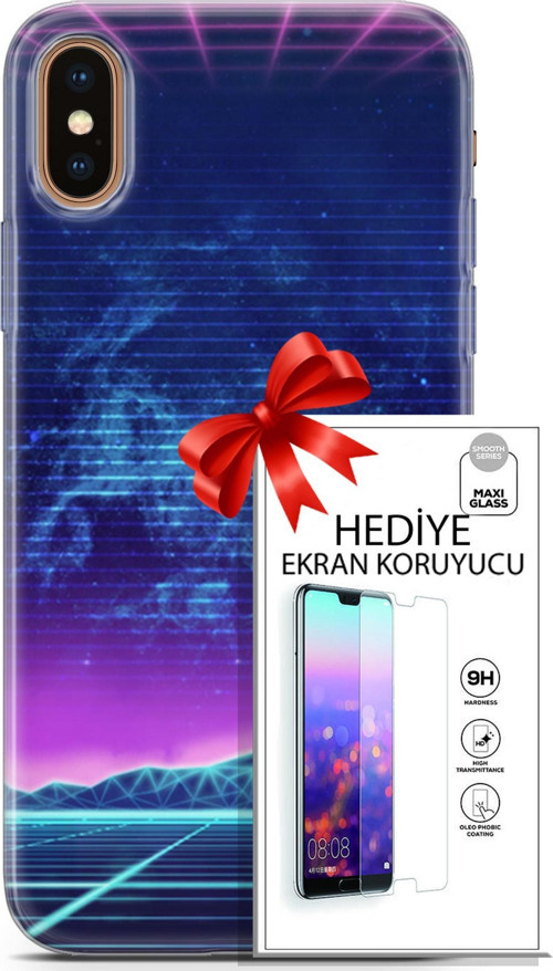 Apple İphone Xs Max Kılıf Orijinal Seri Cyberpunk 30 Neon Game Kenarları Şeffaf Kapak Ve Ekran Koruyucu