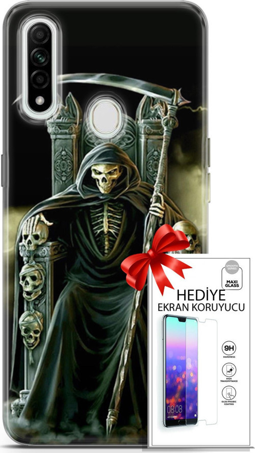 Oppo A31 Kılıf Orijinal Seri Cardano 11 İskeletor 4K Baskılı Kılıf + Ekran Koruyucu Full Korumake