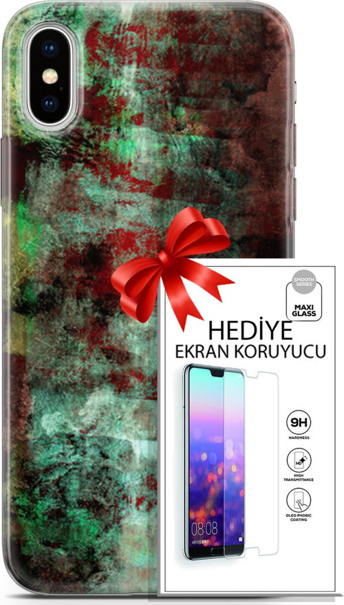 Apple İphone X - Xs Kılıf Orijinal Seri Nature 10 Su Yeşili Full Hd Kılıf + Ekran Koruyucu