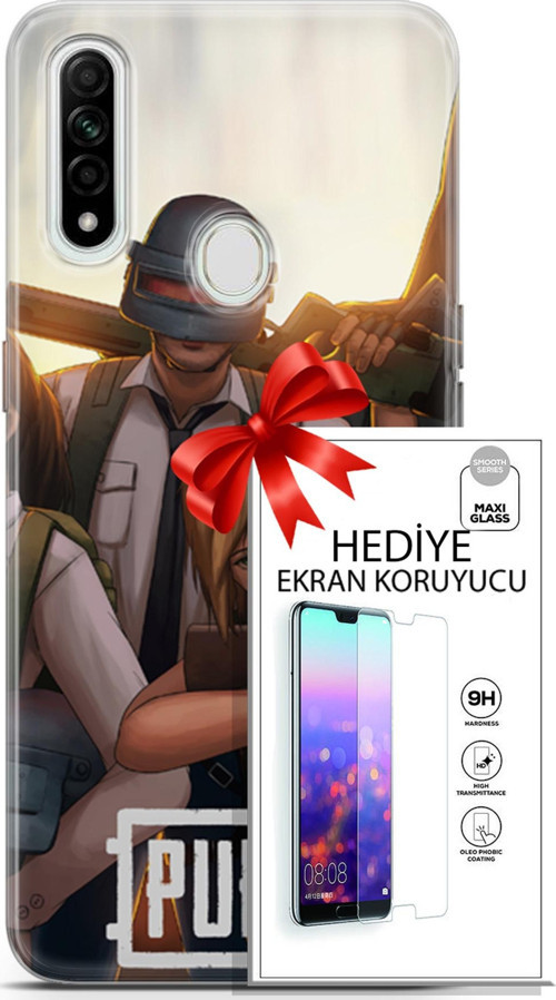 Oppo A31 Kılıf Orijinal Seri Pubg 30 Çizgisel Kenarları Şeffaf Kapak Ve Ekran Koruyucu