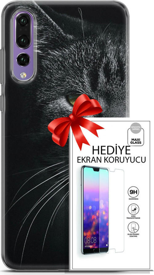 Huawei P20 Pro Kılıf Orijinal Seri Scotish-British 24 Asi Kedi Darbe Emici Kılıf + Ekran Koruyucu