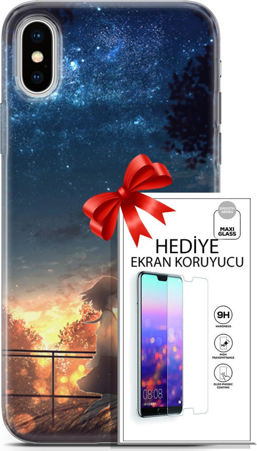 Apple İphone X - Xs Kılıf Orijinal Seri Fantasy 21 Anime Yıldızlar Darbe Önleyici Kapak + Ön Ekran Koruyucu