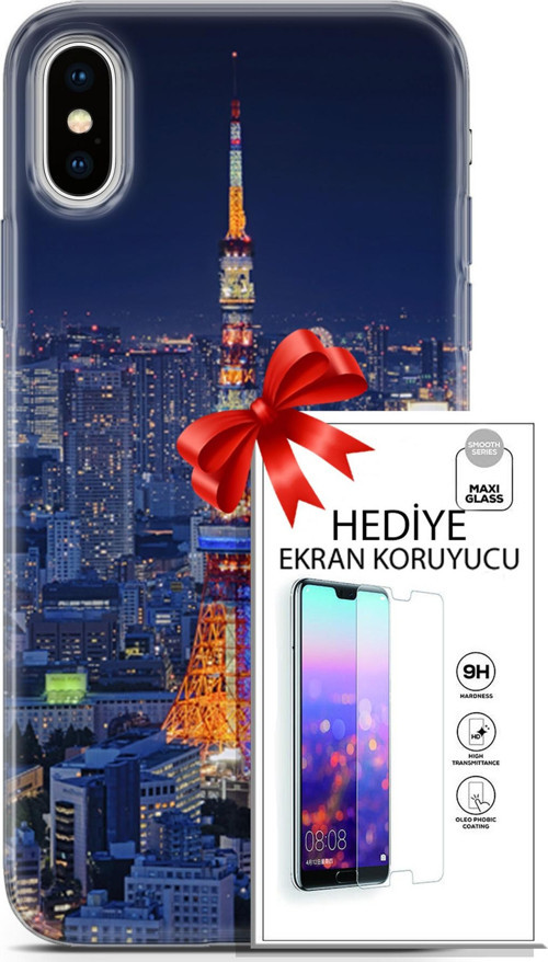 Apple İphone X - Xs Kılıf Orijinal Seri Fantasy 02 Eyfel Kapak Ve Ekran Koruyucu