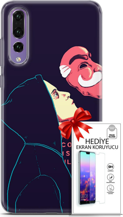 Huawei P20 Pro Kılıf Orijinal Seri Algorand 18 Illusion Parlak Kılıf + Ekran Koruyucu Full Koruma