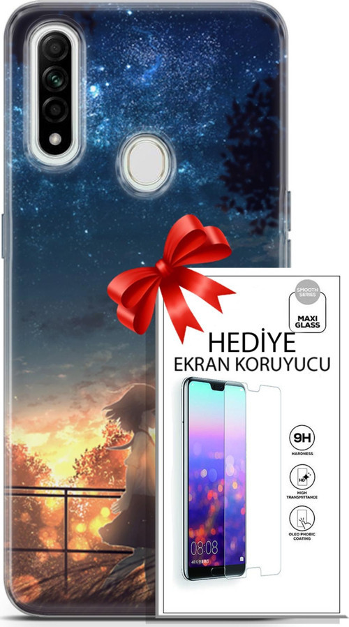 Oppo A31 Kılıf Orijinal Seri Fantasy 21 Anime Yıldızlar Darbe Önleyici Kapak + Ön Ekran Koruyucu