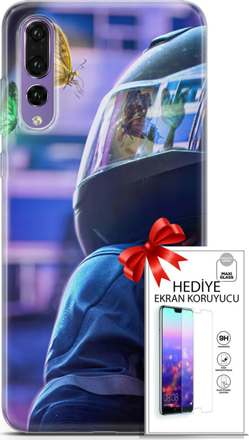 Huawei P20 Pro Kılıf Orijinal Seri Algorand 26 Kelebekler Soft Kapak + Ekran Koruyucu