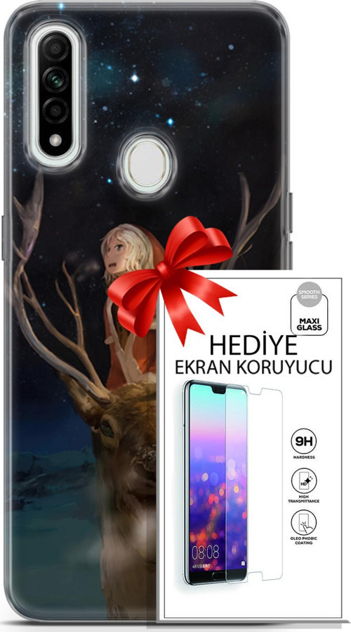 Oppo A31 Kılıf Orijinal Seri Fantasy 18 Geyik Kız Parlak Kılıf + Ekran Koruyucu Full Korumaketi