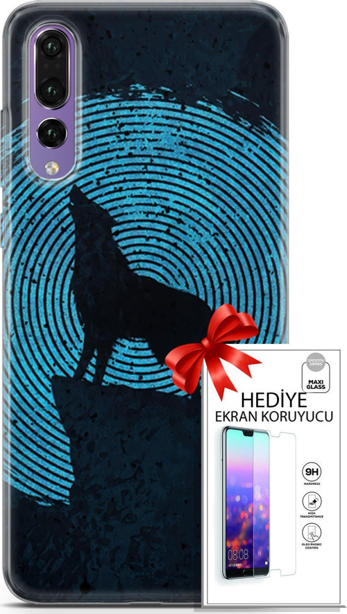 Huawei P20 Pro Kılıf Orijinal Seri Algorand 05 Parmak İzi Kurt Koruma Kılıfı + Ekran Koruyucu