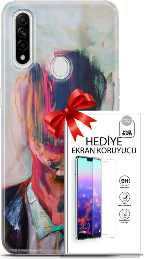 Oppo A31 Kılıf Orijinal Seri Soul 22 Acivert Pembe Kap + Ekran Koruyucu