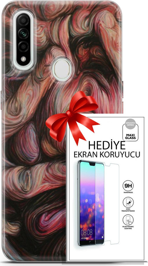 Oppo A31 Kılıf Orijinal Seri Soul 27 Dağılmış Surat Lazer Kesim Silikon Ekran Koruyucu