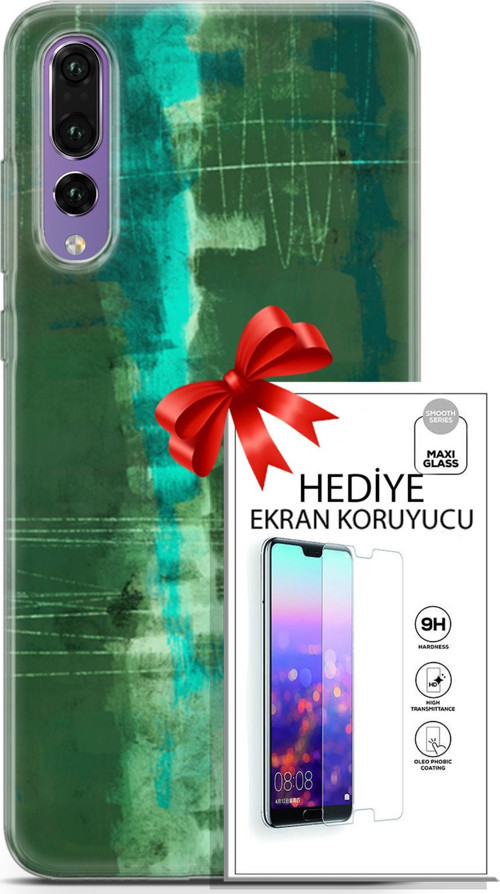 Huawei P20 Pro Kılıf Orijinal Seri Nature 06 Yeşil Koruyucu Kapak Ekran Koruyucu